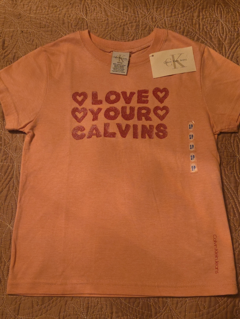 Calvin Klein Vintage Juniour Women's Short Sleeve Fitted 'Love Your Calvins' Tee